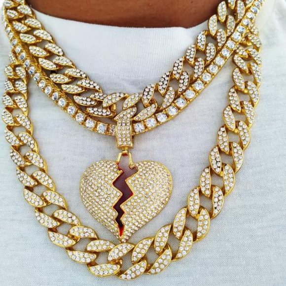 Bouvier Jewelry Other - [LAST DAY SALE] Iced Out Heartbreak Pendant Chain